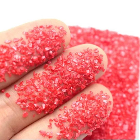 EOEMY 45 Gram Crushed Irregular Glass Chips 1-2mm Craft For Nail Art Tips + Storag Box-Red