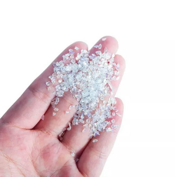 EOEMY 45 Gram Crushed Irregular Glass Crystal Chips Craft Nail Art + Storag Box Epoxy-Clear
