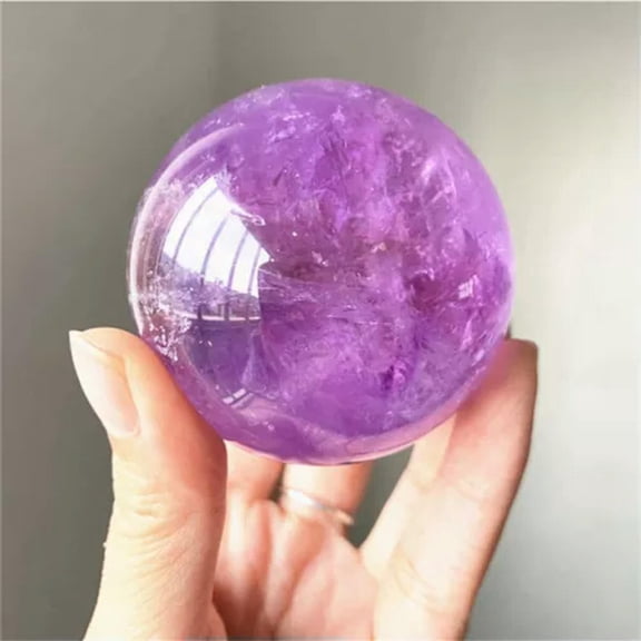 EOEMY Natural Quartz Crystal Healing Gems Sphere Ball Energy Stone Reiki Decor + Stand-Amethyst (About 45mm,120G)