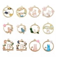 thumbnail image 1 of EOEMY 48Pc Flat Round With Rabbit Alloy Crystal Rhinestone Pendants Cat Charms 24~30mm, 1 of 7