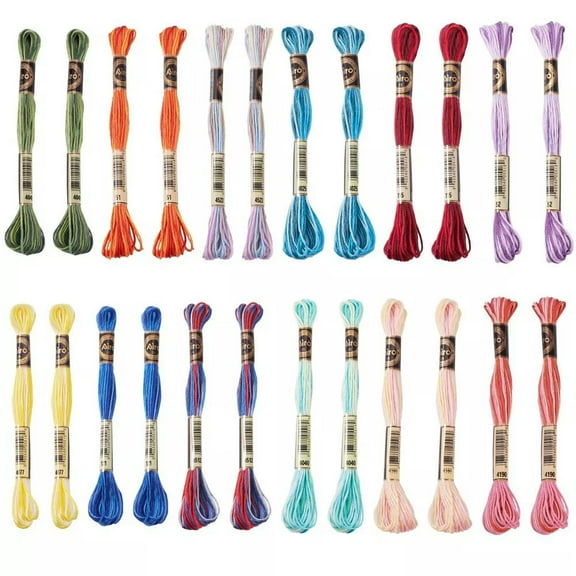EOEMY 48Skeins Segment Dyed 6Ply Polyester Embroidery Floss Cross Stitch Threads 0.5mm