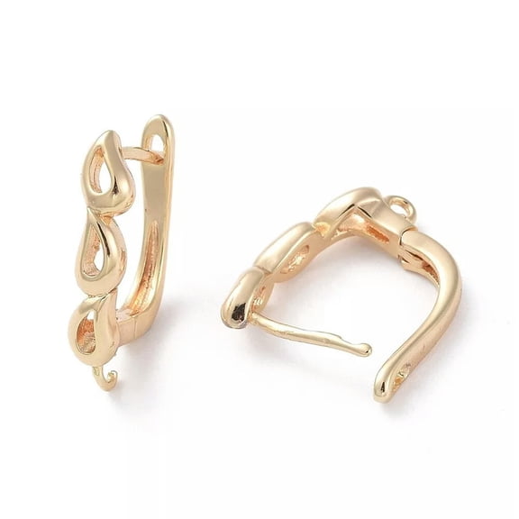 EOEMY 4Pcs Brass Latch Back Closure Hoop Earring Findings With Horizontal Loop 18X13mm