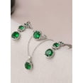 thumbnail image 1 of EOEMY 4Pcs Green Rhinestone Decor Jewelry Set Pendant Necklace Earrings And Ring-Default, 1 of 6