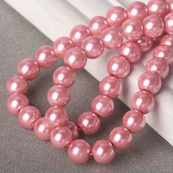 EOEMY 4mm/6mm/8mm Round Pearl Glass Diy Loose Spacer Beads Wholesale Lot-Deep Peach-6mm