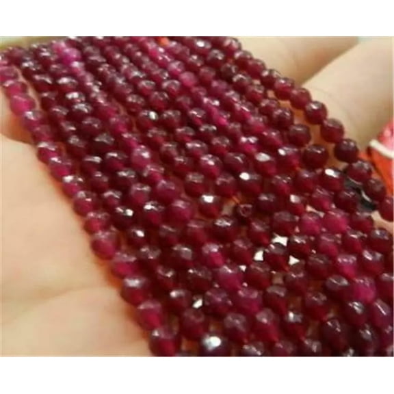 EOEMY 4mm Brazil Faceted Red Ruby Garnet Gems Loose Beads 15" ##Qf471