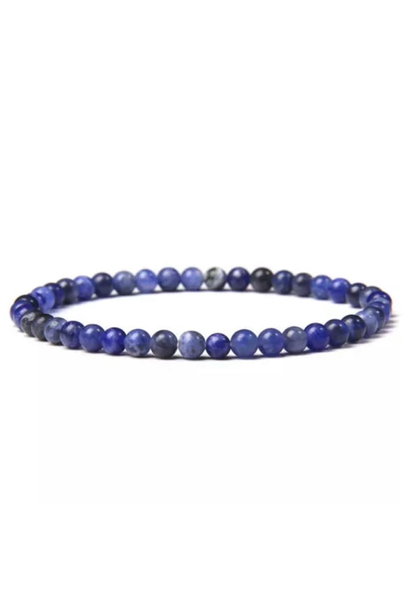 4mm Chakra Beads Energy Bracelet Natural Round Agates Onyx Stone Women Bracelets-Sodalite-17Cm