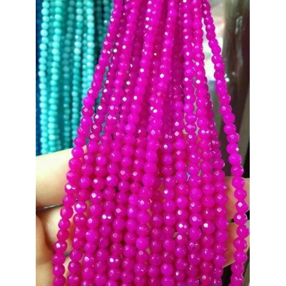 EOEMY 4mm Faceted Natural Red Ruby Round Rose Jade Gemstone Loose Beads 15''