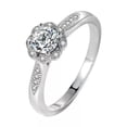 thumbnail image 1 of EOEMY 5*5mm Round Aaa Cz Flower 925 Silver Wedding Band Engagement Women Ring Size 4-9, 1 of 5