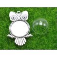 thumbnail image 1 of EOEMY 5 Pcs Bronze Silver Owl Pendant With Glass Terrarium 1/2 Bottle 20mm-Silver, 1 of 8
