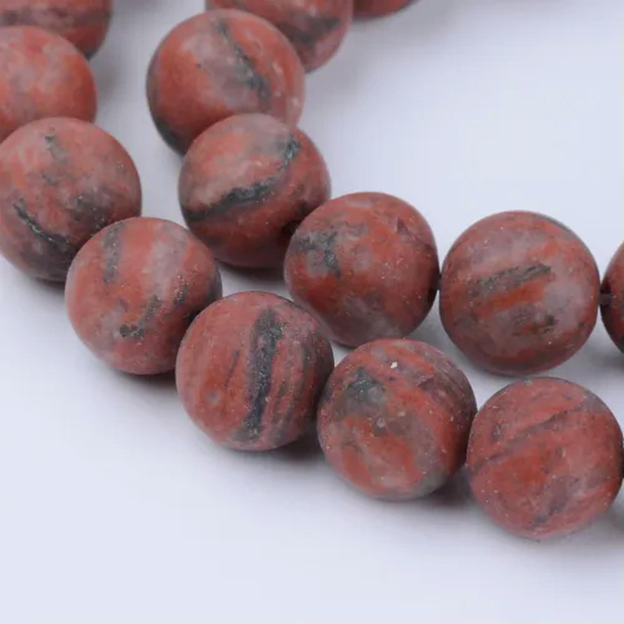 EOEMY 5 Strand Natural Round Gemstone Beads Spacer Loose Stone Beads Frosted 8~8.5mm-Sesame Jasper Beads