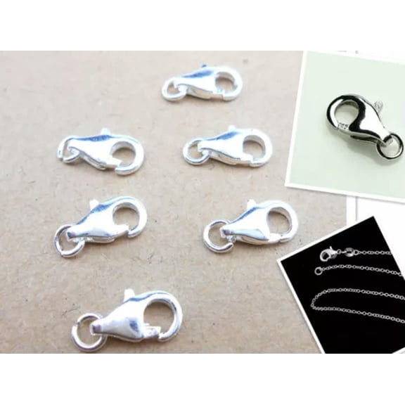 EOEMY 50-100Pcs Diy 925 Sterling Silver Necklace Bracelet Findings Link Lobster Clasp-200