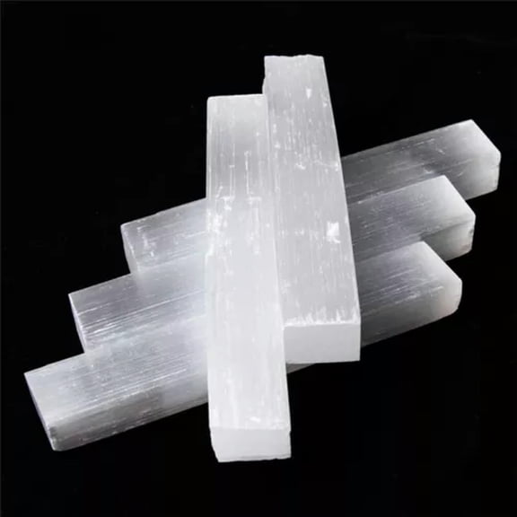 EOEMY 50-110mm Raw Natural Quartz Selenite Stone Stick White Gypsum Crystal Point Wand-70-90mm-5Pcs