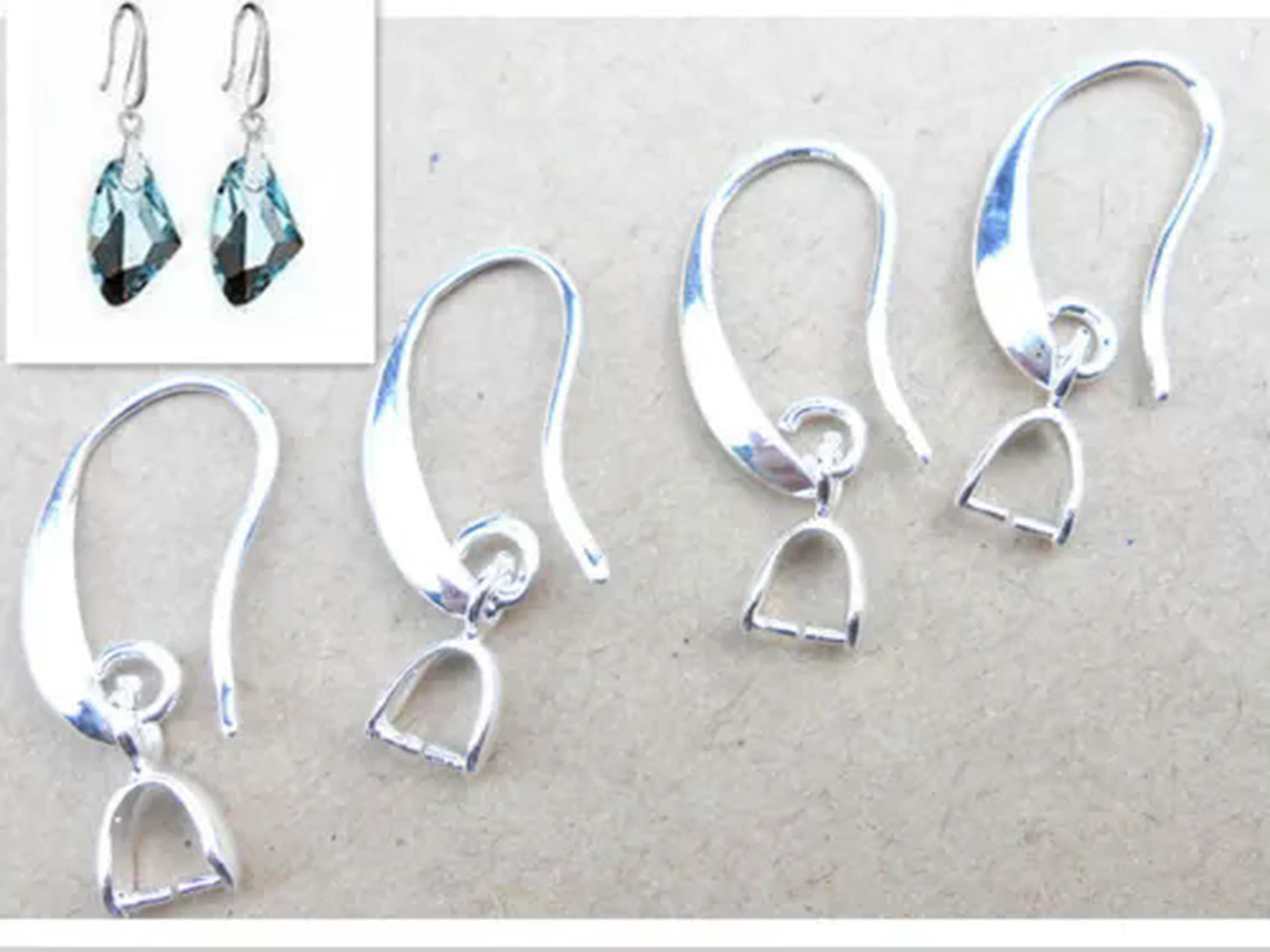 EOEMY 50-200× Lot Jewelry Earring Findings Silver Pinch Bail Hook Earwire For Crystal-200