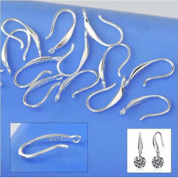EOEMY 50-500Pc Solid 925 Sterling Silver Earring Hook Ear Wires For Design Diy Crystal-50Pcs