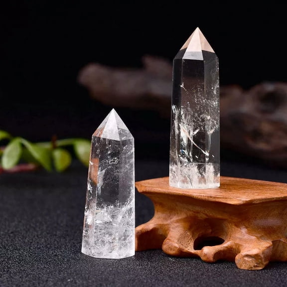 EOEMY 50-60mm Natural Clear Quartz Crystal Point Hexagonal Wand Stone Obelisk Healing
