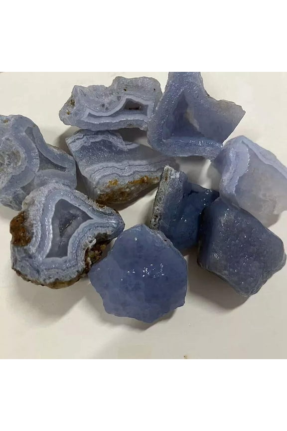 50-80G Natural Blue Lace Agate Druzy Geode Quartz Crystal Specimens Gemstone 5X