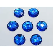 EOEMY 50 Acrylic Faceted Round Flatback Sewing Rhinestone Gems 18mm Sew On Beads-Royal Blue
