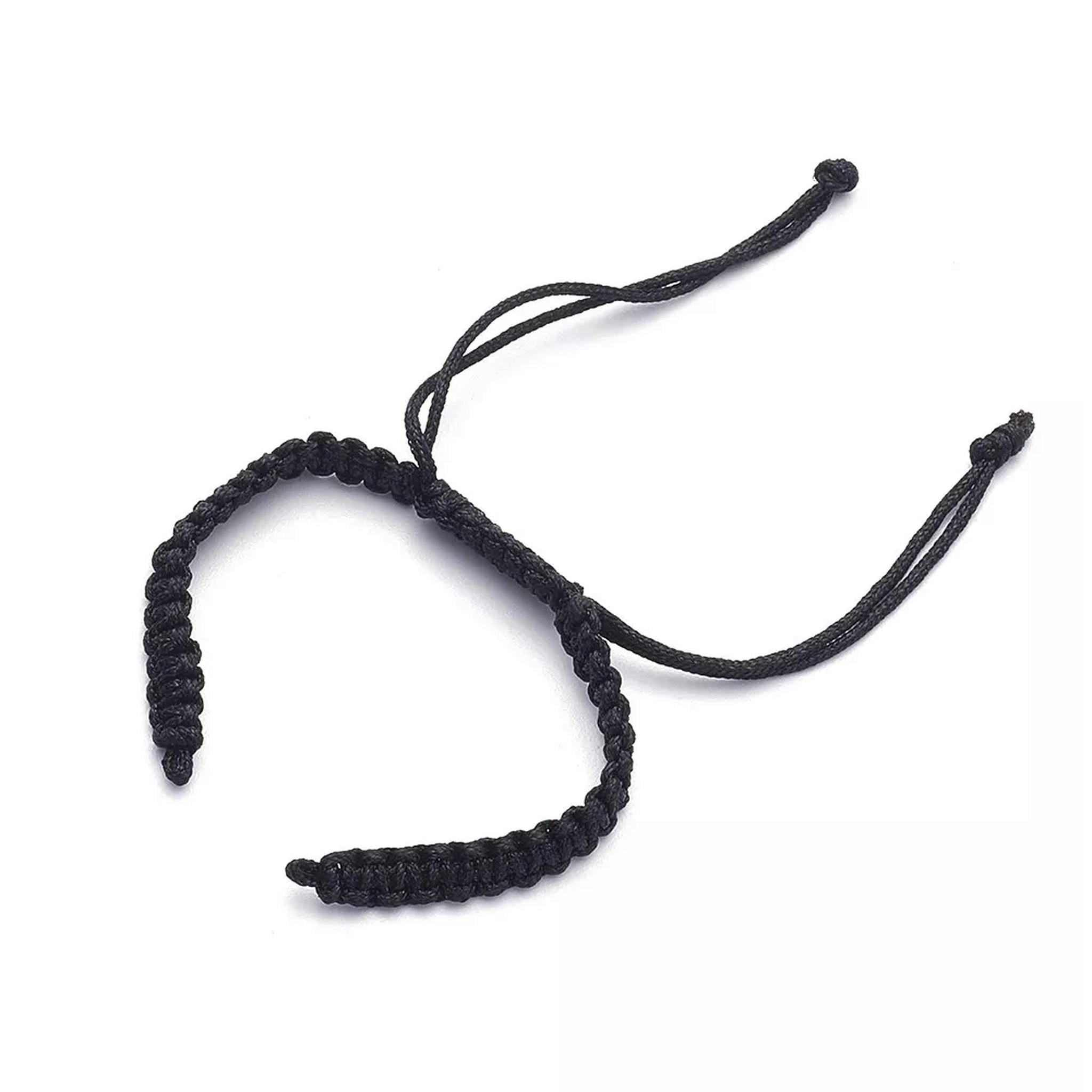 EOEMY 50 Braided Nylon Cord Bracelets Bases Adjustable Bracelet Making Black 100~110mm