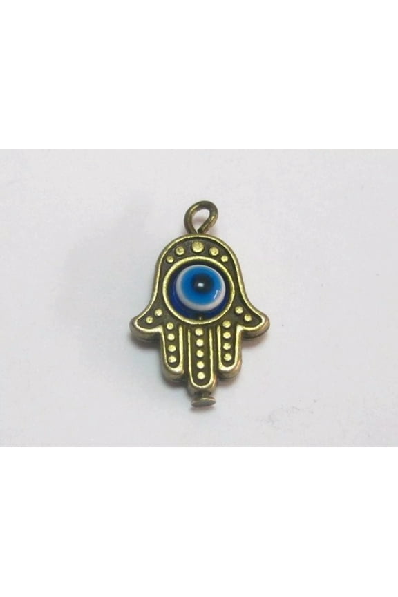 50 Bronze Tone Hamsa Hand Evil Eye Kabbalah Good Luck Charm Pendants