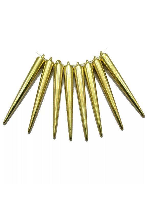 50 Gold Metallic Acrylic Spike Tear Rivet Punk Studs Spikes Earring Pendant 2"