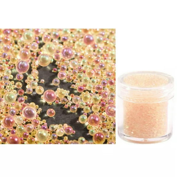 EOEMY 50 Gram Glass Caviar Microbeads Bubbles Balls Beads Fillers Mixed Size Nail Art-Champagne