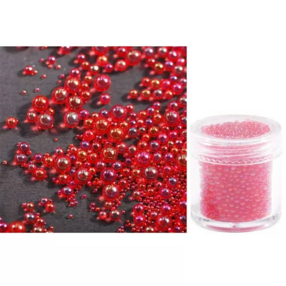 EOEMY 50 Gram Glass Caviar Microbeads Bubbles Balls Beads Fillers Mixed Size Nail Art-Red