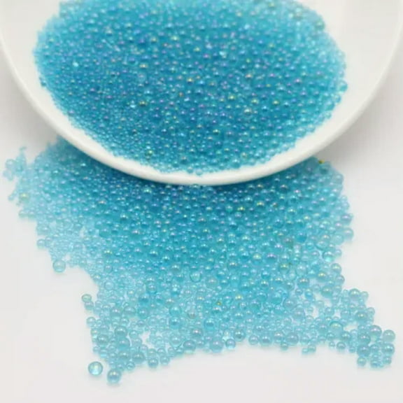 EOEMY 50 Gram Glass Caviar Microbeads Rainbow "Bubbles" Balls Mixed Size 1-3mm + Box-Sky Blue Ab