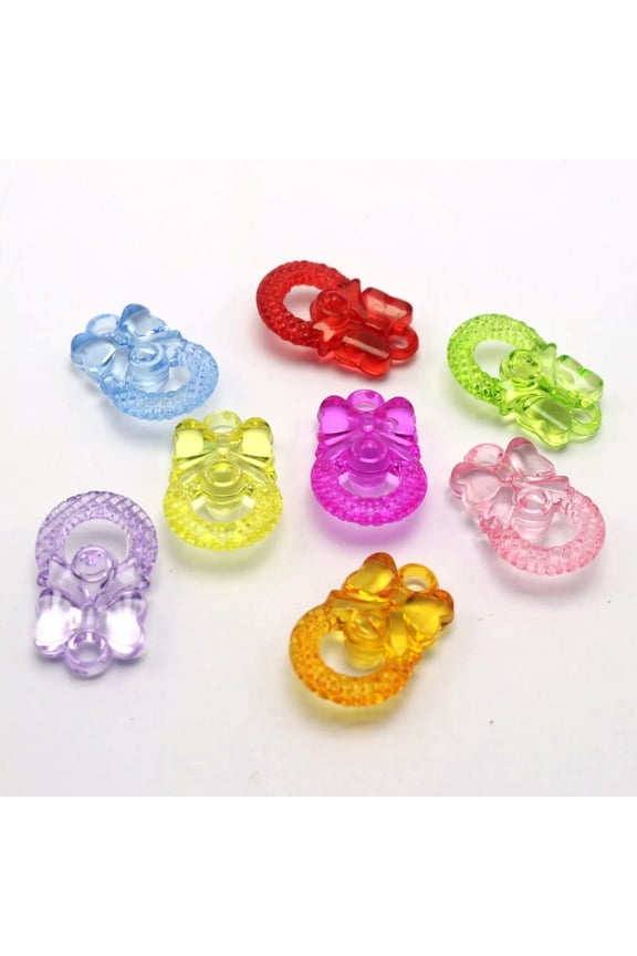 50 Mixed Color Transparent Acrylic Bows Wreath Charm Pendants 28mm Diy Earring