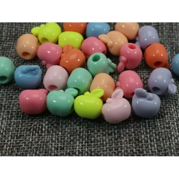 EOEMY 50 Mixed Pastel Color Acrylic Various Star Mouse Pony Beads For Kids Craft Kandi-Apple 15mm