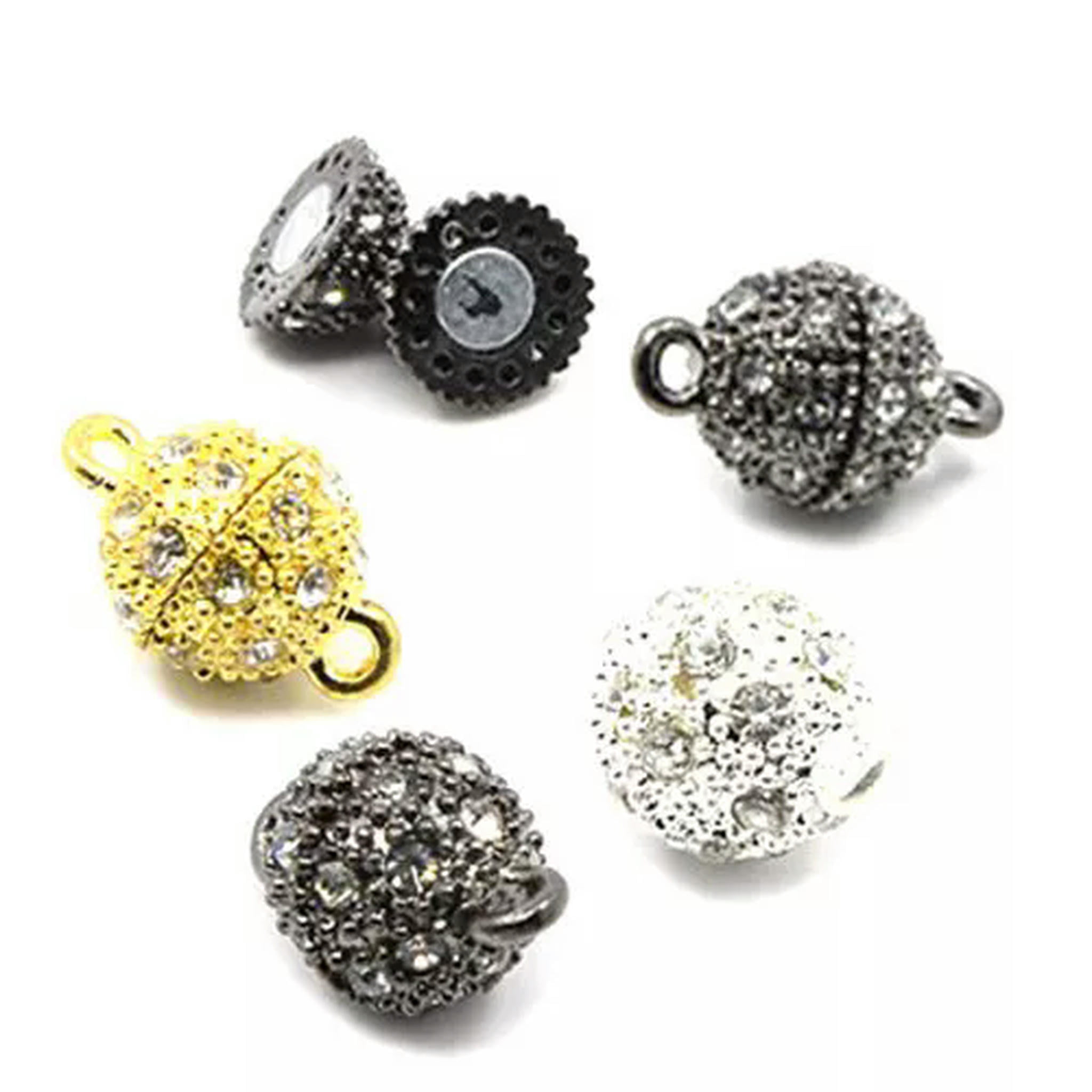 EOEMY 50 Set Oval Alloy Rhinestone Magnetic Clasps Magnet Converter Jewelry 16X10mm-Mixed Color