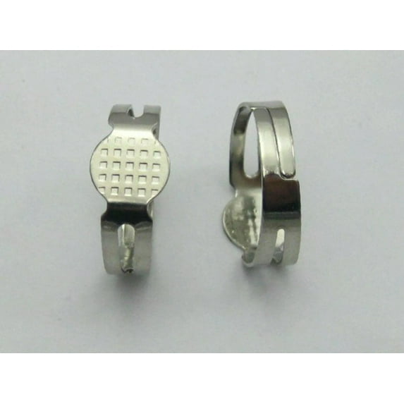 EOEMY 50 Silver Adjustable Ring Blank Glue On Base 8mm Pad