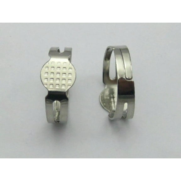 EOEMY 50 Silver Adjustable Ring Blank Glue On Base 8mm Pad