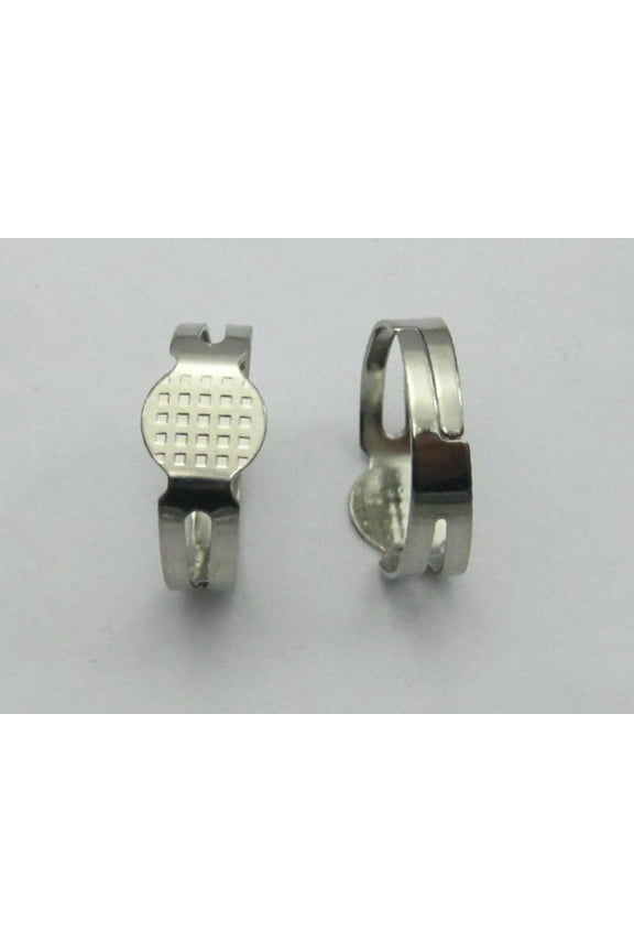 50 Silver Adjustable Ring Blank Glue On Base 8mm Pad