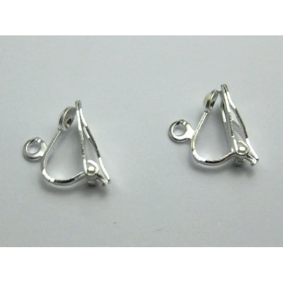 EOEMY 50 Silver Plated Clip On Snap Dangle Earring Hooks Findings Lever Back Jewelry