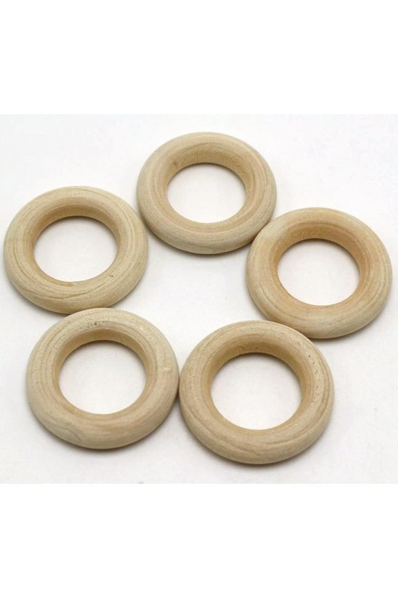 50 Unfinished Natural Untreated Plain Wooden 30mm(1.2") Round Ring Diy Craft