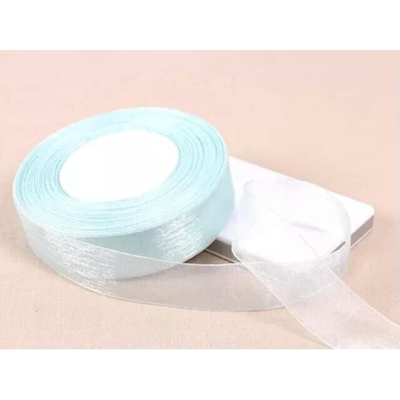 EOEMY 50 Yards 3/4" (20mm) Wedding Crafts Sheer Organza Ribbon Pick Your Color-Sky Blue