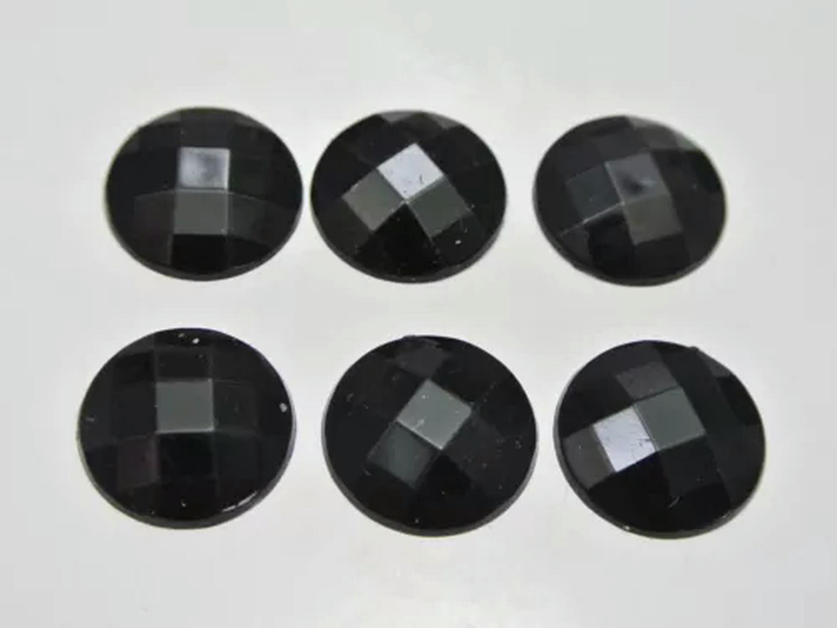 EOEMY 500 Acrylic Flatback Faceted Round Rhinestone Gems 16mm No Hole Color For Choice-Black