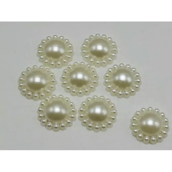 EOEMY 500 Acrylic Flatback Flower Cabachon 12mm Half Pearl Scrapbook Colour Choice-Ivory