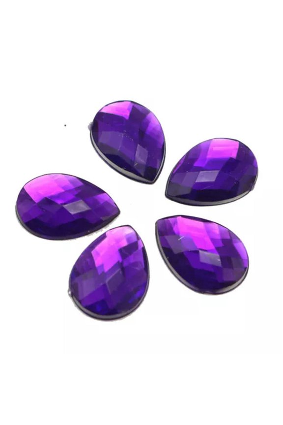 500 Flatback Acrylic Rhinestone Teardrop Gem Bead 13X18mm No Hole Various Colour-Dark Purple