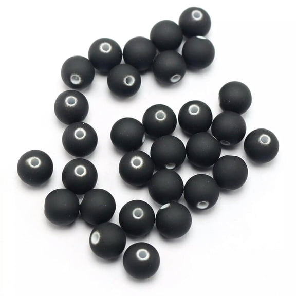 EOEMY 500 Matte Neon Black Color Acrylic Round Beads 10mm(3/8") Rubber Tone