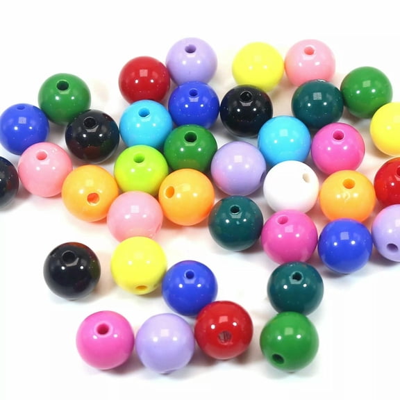 EOEMY 500 Mixed Bubblegum Candy Color Acrylic Round Beads 12mm(1/2") Smooth Ball