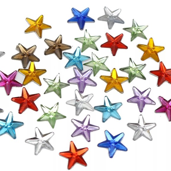 EOEMY 500 Mixed Color Acrylic Flatback Star Rhinestone Gems 10mm Diy Embellishments