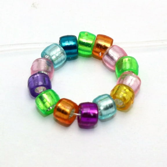 EOEMY 500 Mixed Color Silver Foil Acrylic Mini Pony Barrel Beads 6X4mm Kandi Craft