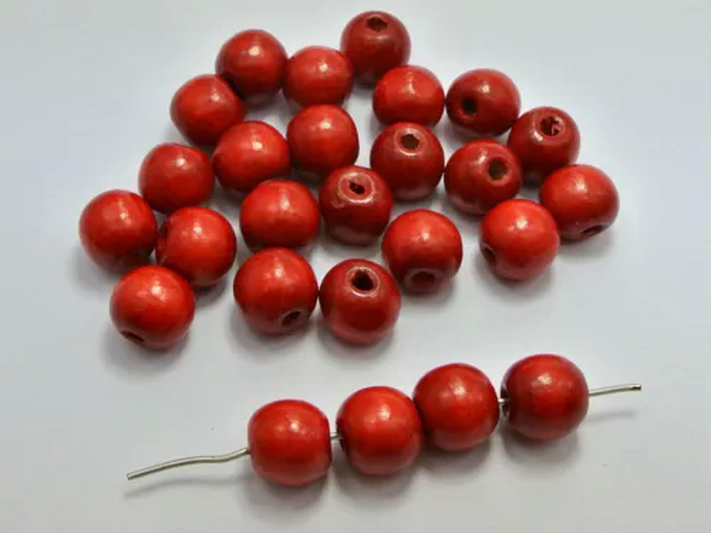 EOEMY 500 Round Wood Beads 12mm Wooden Beads Color For Choice-Red