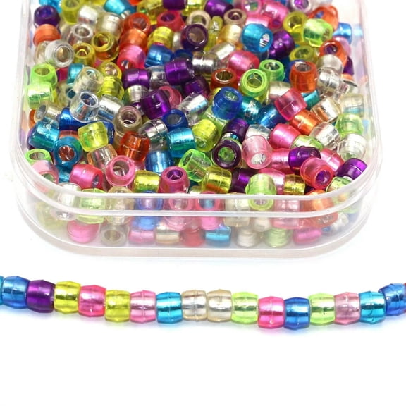EOEMY 5000 Mixed Color Silver Foil Acrylic Barrel Mini Pony Bead 4X3mm Kids Craft Kand