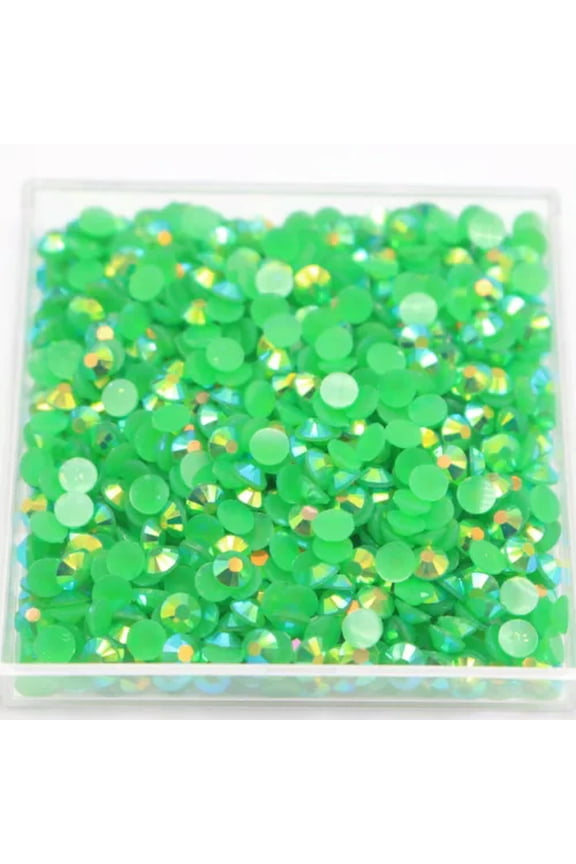 5000Pcs 4mm Ss16 Jelly Ab Crystal Flatback Resin Round Rhinestones Glue On Gems-Green Ab