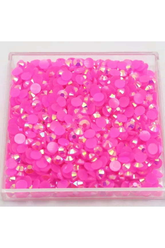 5000Pcs 4mm Ss16 Jelly Ab Crystal Flatback Resin Round Rhinestones Glue On Gems-Hot Pink Ab