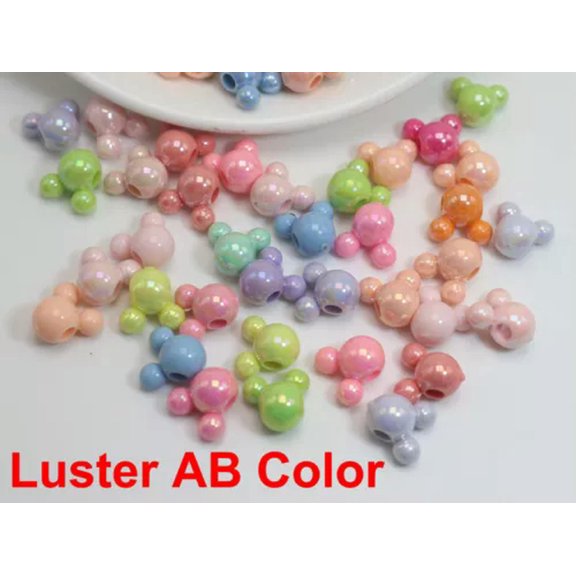 EOEMY 500Gram/1200Pcs Mixed Color Various Acrylic Mouse Face Beads 12mm Wholesale-Mixed Luster Ab Pastel In 8mm