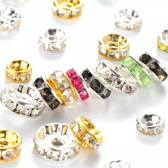 EOEMY 500Pcs Mixed Iron Rhinestone Beads Spacer Beads Crafting Jewelry Making 6~10mm