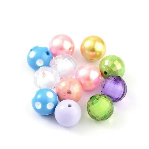 EOEMY 50G Mixed Style Chunky Acrylic Bubblegum Ball Beads Round Diy Beading Craft 20mm